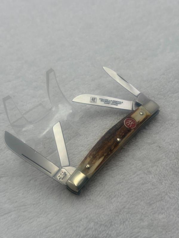 Zwilling J A Henckels Stag 4 Blade Medium Congress Pocket Knife Made In Germany (#89) Zwilling J A Henckels Stag 4 Blade Medium Congress Pocket Knife Made In Germany (#89)