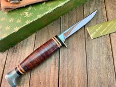 Kabar Fixed Blade Fish and Foul Hunting Knife Stacked Leather Nice D.O. 