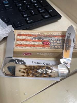 Case Canoe 62131 CV NIB 2013 carbon steel amber bone