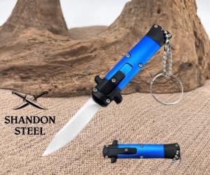Mini Blue Key Chain OTF Knife Drop Point T991DP-BL