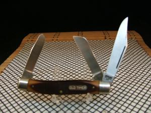 SCHRADE NY OLD TIMER 8OT SR STOCKMAN USA MADE CARBON STEEL TRIPLE BLADE NEAR MINT POCKET KNIFE