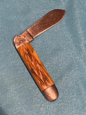 Antique Sheffield Folding Knife 1800s Era Jigged Bone Double Anchor Tang Stamp 8 Open 5