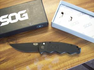 Sog Knife Auto Seattle Wa. U.S.A. Tac Ops Black Tini Micarta Safety # TO1011-BX UNUSED Orig. Box