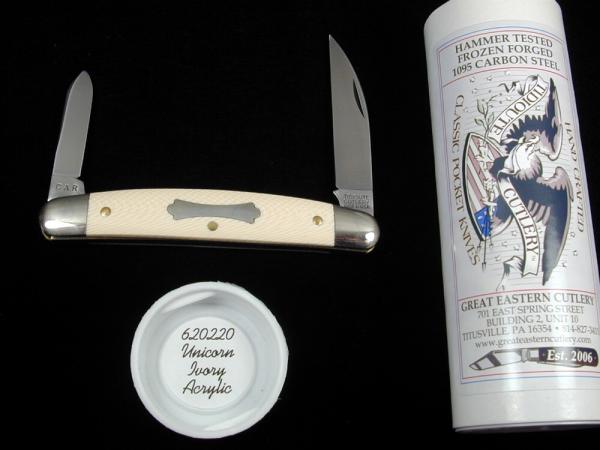 Great Eastern Cutlery GEC Smooth Unicorn Ivory Acrylic Pocket Congress Knife 620220 NIT 1 of 695 USA Great Eastern Cutlery GEC Smooth Unicorn Ivory Acrylic Pocket Congress Knife 620220 NIT 1 of 695 USA