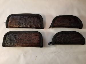 EMBOSSED LEATHER KNIFE POUCH =6" - ZIPPERED WITH PLUSH INTERIOR - MADE IN THE USA