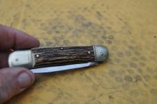 Hubertus West Germany Gnarly Stag 4 1/2" Closed Factory Fresh No Use Operates As New W.Ger. On Blade