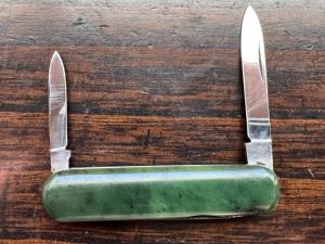Solingen Germany Aüsmuller brand Nephrite Jade covers 3-blade Pen knife 