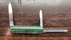 Solingen Germany Aüsmuller brand Nephrite Jade covers 3-blade Pen knife 