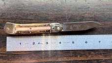 Hubertus Clip Point Leverlock Auto Stag