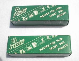 HUBERTUS 2 PIECE GREEN SPORT KNIFE BOXES - 2 BOXES ONLY NO KNIVES