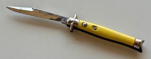 Colonial Shur-Snap Bow tie Fishtail Switchblade Knife, Yellow Scale