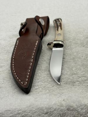 Browning Model 53 Fixed Blade Stag Handle Sheath Knife Made In Japan