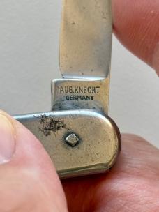 Antique German Rare Ring Twist Frame Opening Switchblade Knife, August Knecht, Used