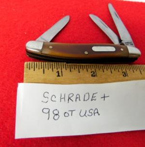 SCHRADE 98 OT USA SMOOTH BONE 3-12quot STOCKMAN APPEARS A LITTLE RARE TO FIND