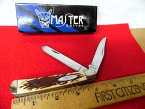MASTER KNIVES JAGUAR 4quot STAG BONE TRAPPER IN BOX NEVER USED A FEW YEARS OLD