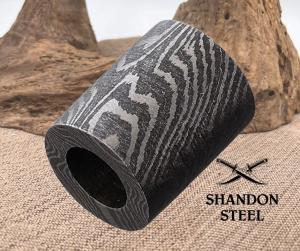 Damascus Straight Barrel Bead With 0.25" Hole Great For Attaching To Lanyard 05