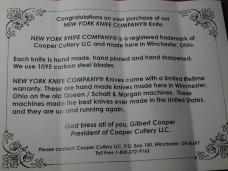New York Knife Co Smooth Ebony Wood Barlow Knife By Cooper Cutlery Matteawan M1506E USA Made 
