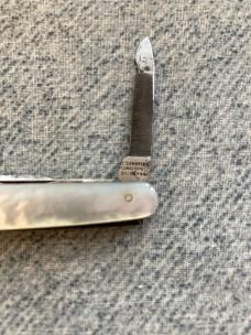 RARE Antique, R. SCHOFIELD, 59 MOORFIELD, LIVERPOOL, 4-Blade, Genuine-Mother-of-Pearl, Pocket Knife