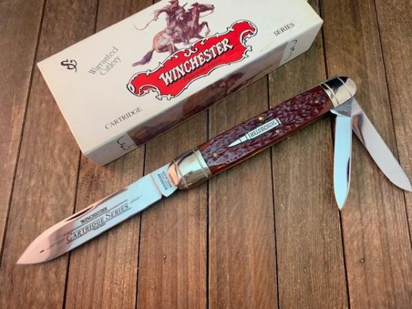 Winchester Anglo Saxon Whittler Cartridge Series Burnt Orange Winchester Jigged Bone 1992 Winchester Anglo Saxon Whittler Cartridge Series Burnt Orange Winchester Jigged Bone 1992