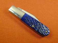 Schatt & Morgan Blurple Jigged Bone Barlow Knife By Cooper Cutlery Rare C69B Clip Blade Made In USA 