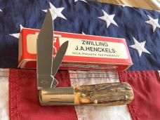 Zwilling  J A Henckels 2 Blade "Hand Forged" Barlow (HK-19-S) w/ Fat Boy Stag Handles -NOS