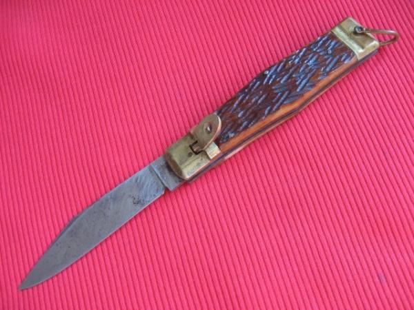 Rare Large Size Bone Leverlock Switchblade Knife - 10"
