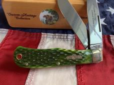 Bear & Son Custom Heritage Large Trapper / Mountain Man Knife w/ Green Bone Handles