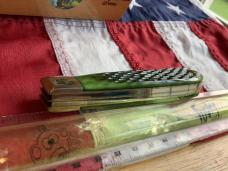 Bear & Son Custom Heritage Large Trapper / Mountain Man Knife w/ Green Bone Handles
