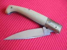 Vintage Italian Indiana Pattada Engraved Bolster Button Open/Close Switchblade Knife.