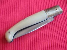 Vintage Italian Indiana Pattada Engraved Bolster Button Open/Close Switchblade Knife.