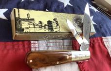 Russell (Green River Works) Barlow Pocket Knife w/ Great Brown Bone Handles & Blade Etch - NOS