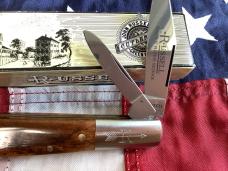 Russell (Green River Works) Barlow Pocket Knife w/ Great Brown Bone Handles & Blade Etch - NOS