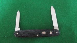 c. 1940's SCHRADE Walden, NY 3-3/8" Closed Jigged Peach Seed Rough Black NOS MINT 