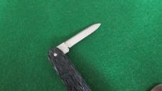 c. 1940's SCHRADE Walden, NY 3-3/8" Closed Jigged Peach Seed Rough Black NOS MINT 