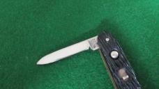 c. 1940's SCHRADE Walden, NY 3-3/8" Closed Jigged Peach Seed Rough Black NOS MINT 