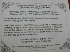New York Knife Co Sawcut Antique Bone Barlow Knife By Cooper Cutlery Matteawan M1506ABSC USA Made 