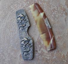 Comb Made In Denmark Medieval Scene Looks Silver Plated Older Wear On High Spots