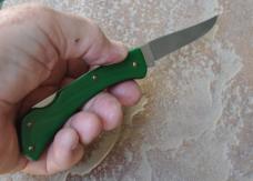 Camillus 89-07 Lock Back Bright Green Handles Mint 4" Closed  4 Brass Pins Hold Down  The Handles
