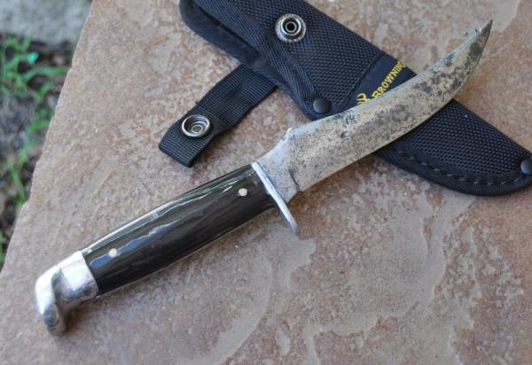 Western Boulder Colo USA 9 1/2" OAL Repaired Big Time! Horn Handle Re Pinned Pommel Thumb Ramp Western Boulder Colo USA 9 1/2" OAL Repaired Big Time! Horn Handle Re Pinned Pommel Thumb Ramp