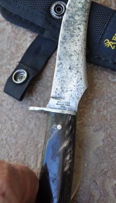 Western Boulder Colo USA 9 1/2" OAL Repaired Big Time!  Horn Handle Re Pinned Pommel Thumb Ramp