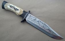 Ivoryman's Unbranded Wolf Themed #HJK-119b Fixed-Blade, 11.000" In Excellent Condition (HE)