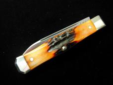 Titusville Cutlery Genuine Amber Stag Lexingtonian Coffin Jack Knife Rare 1 of 30 COA USA Made