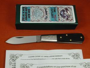 New York Knife Co Smooth Ebony Wood Barlow Knife By Cooper Cutlery Matteawan M1506E USA Made 