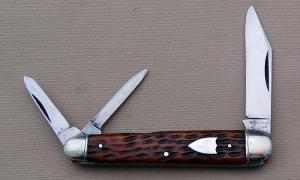 Ivoryman's New York Knife Company Hammer Brand 3-Blade Sleeveboard, 3.250" Excellent Condition (BH)