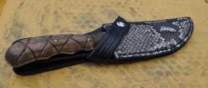 Custom Fixed Full Tang 9 1/2" OAL Snake Skin Sheath Hard Wood Handle Finger Grooves 3/8" Stock