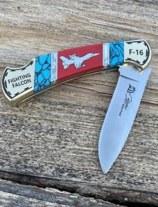 BUCK 112 ** DAVID YELLOWHORSE CUSTOM F-16 FIGHTING FALCON W/DISPLAY STAND