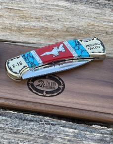BUCK 112 ** DAVID YELLOWHORSE CUSTOM F-16 FIGHTING FALCON W/DISPLAY STAND