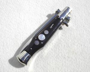 NEW AGA CAMPOLIN 11" ( BLACK WIDOW ) BLACK HORN WITH MOTHER OF PEARL INLAYS 5MM BLADE MANIAGO ITALY
