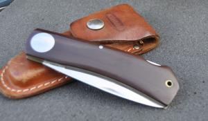 KhyberKabar Folder 2603 Japan Huge 5quot Closed Near Mint Brown Micarta Ka-Bar Leather Sheath
