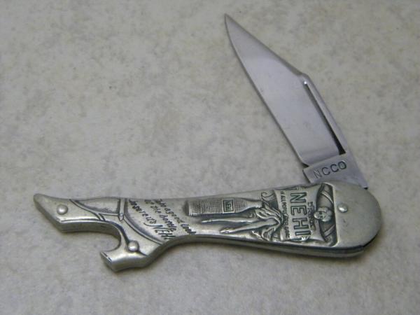NCCO "Drink Nehi 5 Cent Quality Beverages" Metal Lady Leg Knife NCCO "Drink Nehi 5 Cent Quality Beverages" Metal Lady Leg Knife